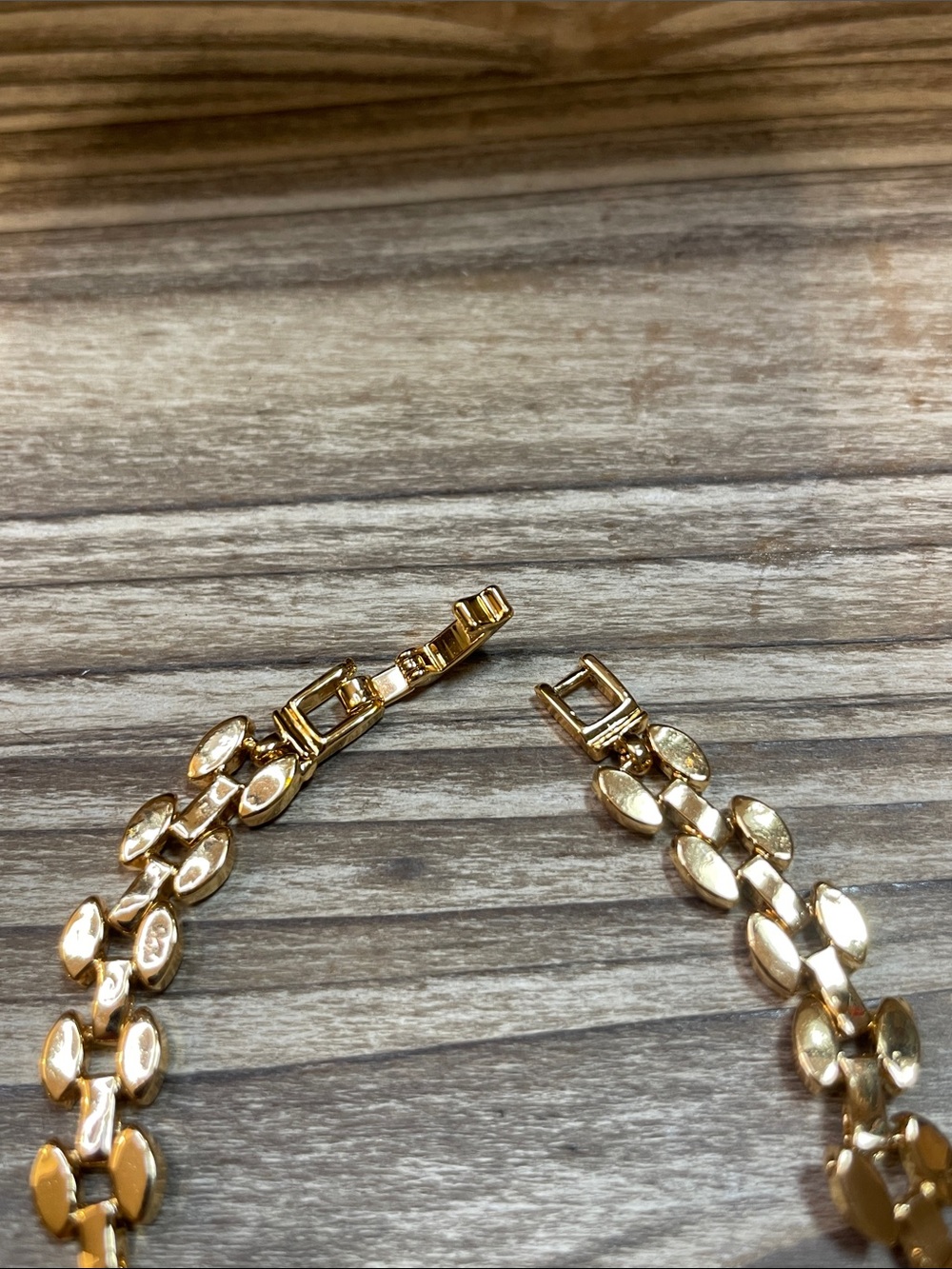 Gold-Tone Bracelet with Black Glass Gemstones and Clear Accents - Picture 4 of 5